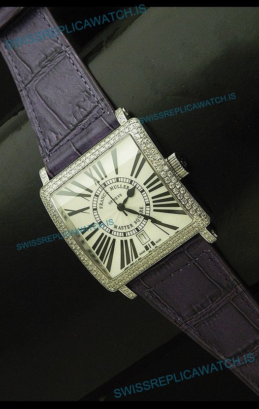 Franck muller Master Square Japanese Replica Watch in Violet Strap